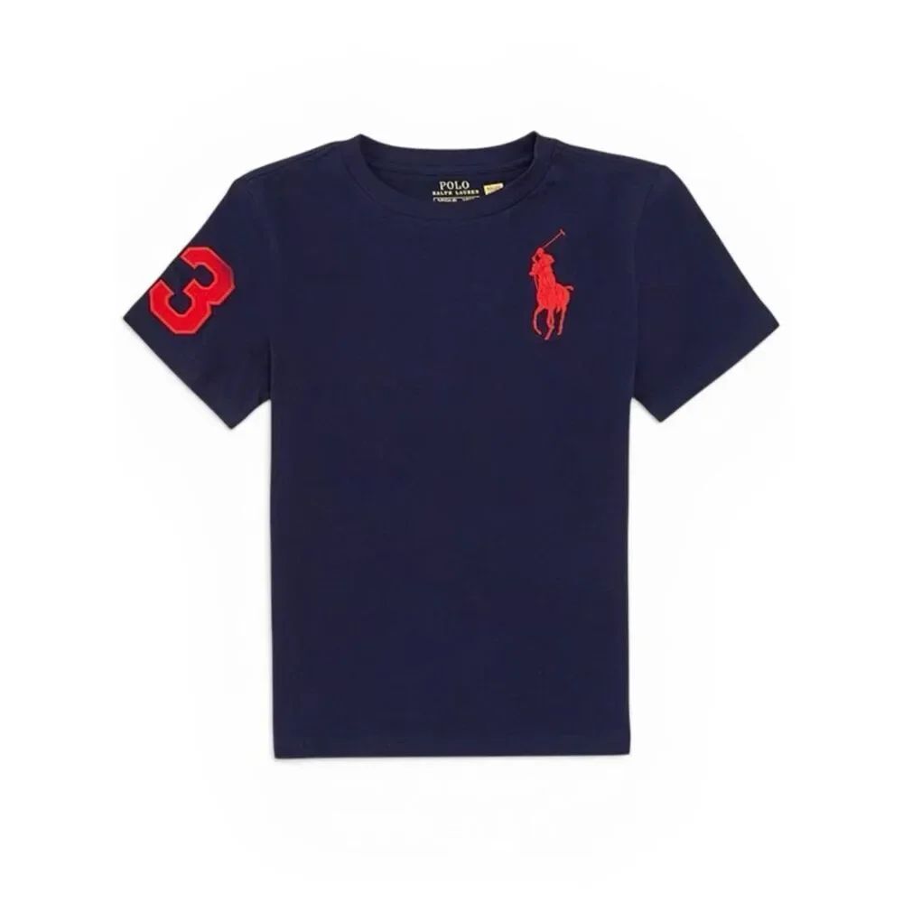 Polo Ralph Lauren Boys Navy Cotton T-Shirt Big Pony Red Logo Size 4 Classic Fit